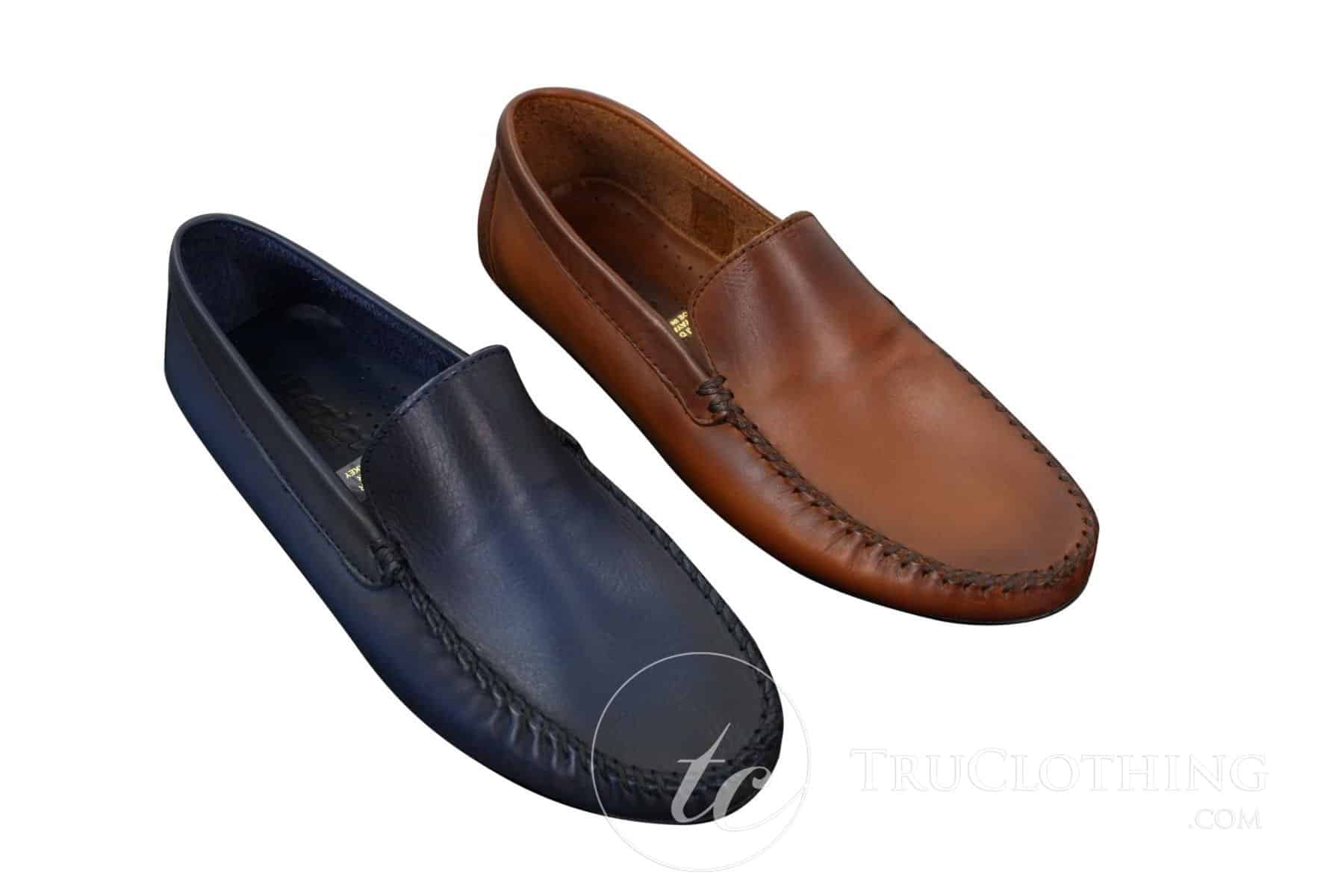 Herrskor i äkta läder, slip-on, eleganta vardagsskor, vintage, retro