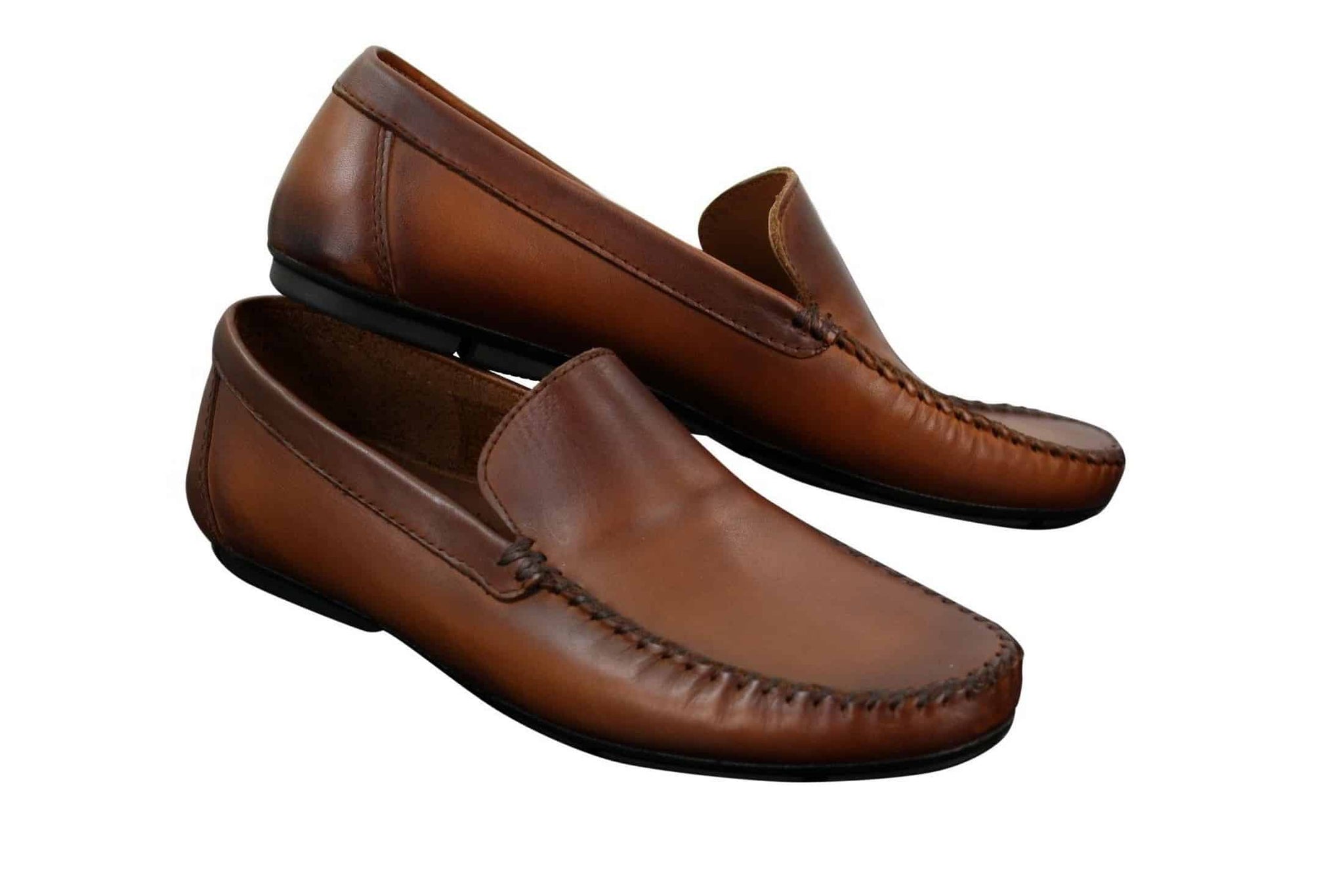 Herrskor i äkta läder, slip-on, eleganta vardagsskor, vintage, retro