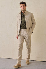 Beige Plisserade Smart Casual Byxor för Herr Skräddarsydd Klassisk Passform