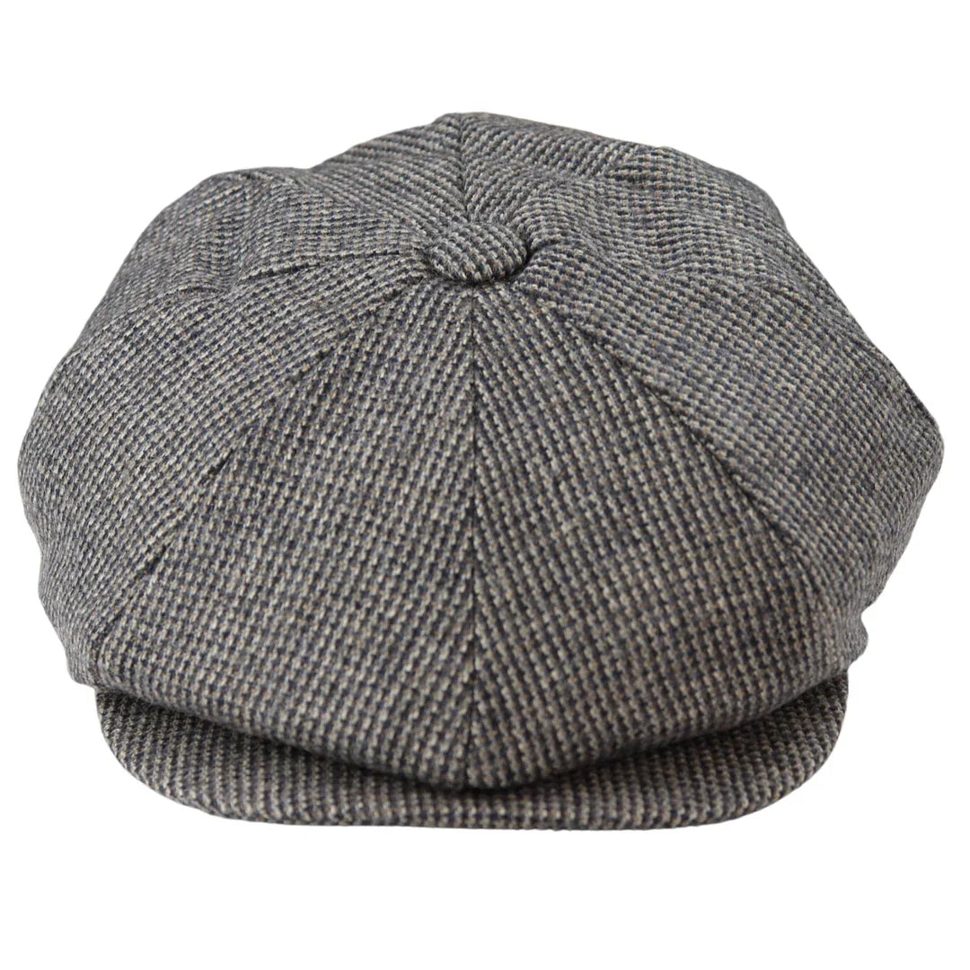 Herr 8-panels Razor Baker Boy-hatt i ull, tweed, Shelby Newsboy-keps, grå