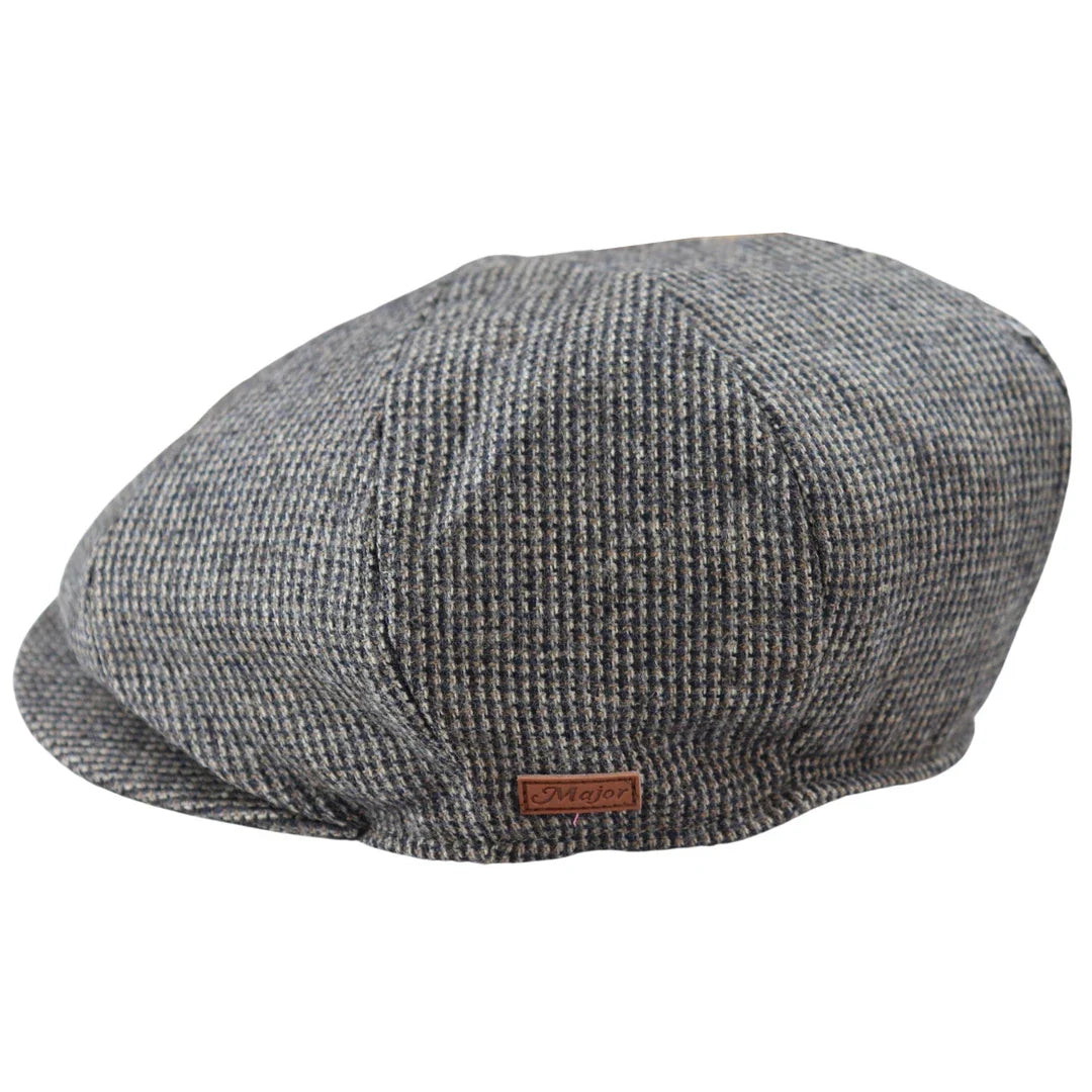 Herr 8-panels Razor Baker Boy-hatt i ull, tweed, Shelby Newsboy-keps, grå
