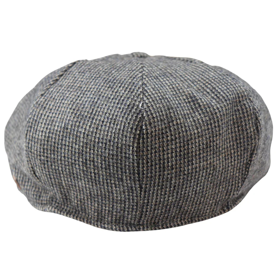 Herr 8-panels Razor Baker Boy-hatt i ull, tweed, Shelby Newsboy-keps, grå
