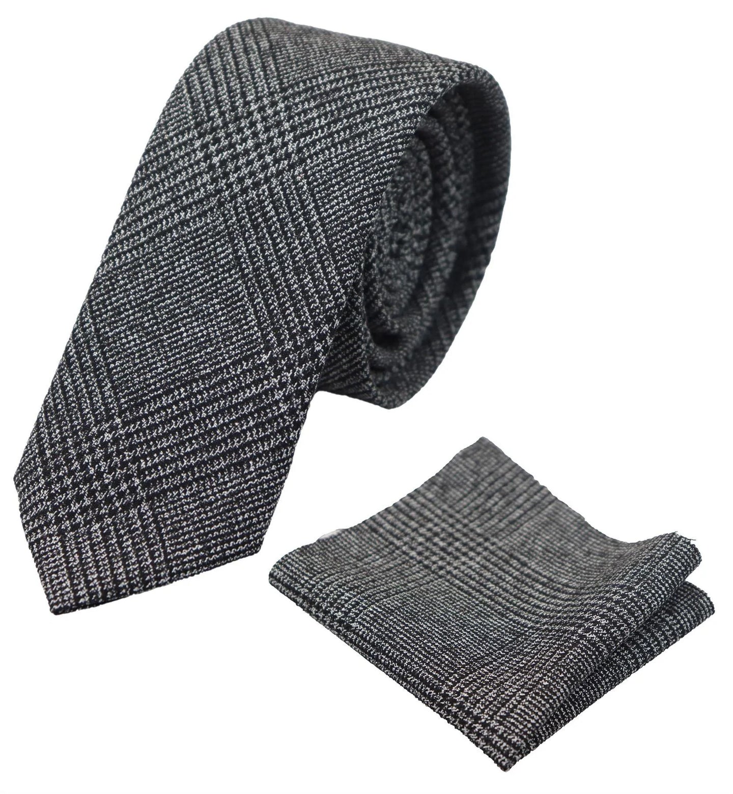 Jämför färg Herrslips i tweed med fiskbensmönster, rutmönster, klassisk grå