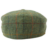 Herrhatt med 8 paneler, tweed, Blinders Newsboy-keps, grönrutig