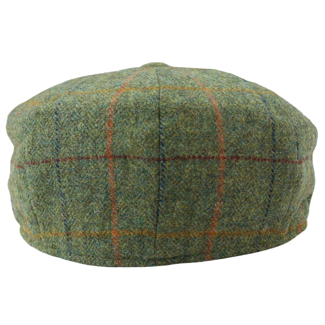 Herrhatt med 8 paneler, tweed, Blinders Newsboy-keps, grönrutig