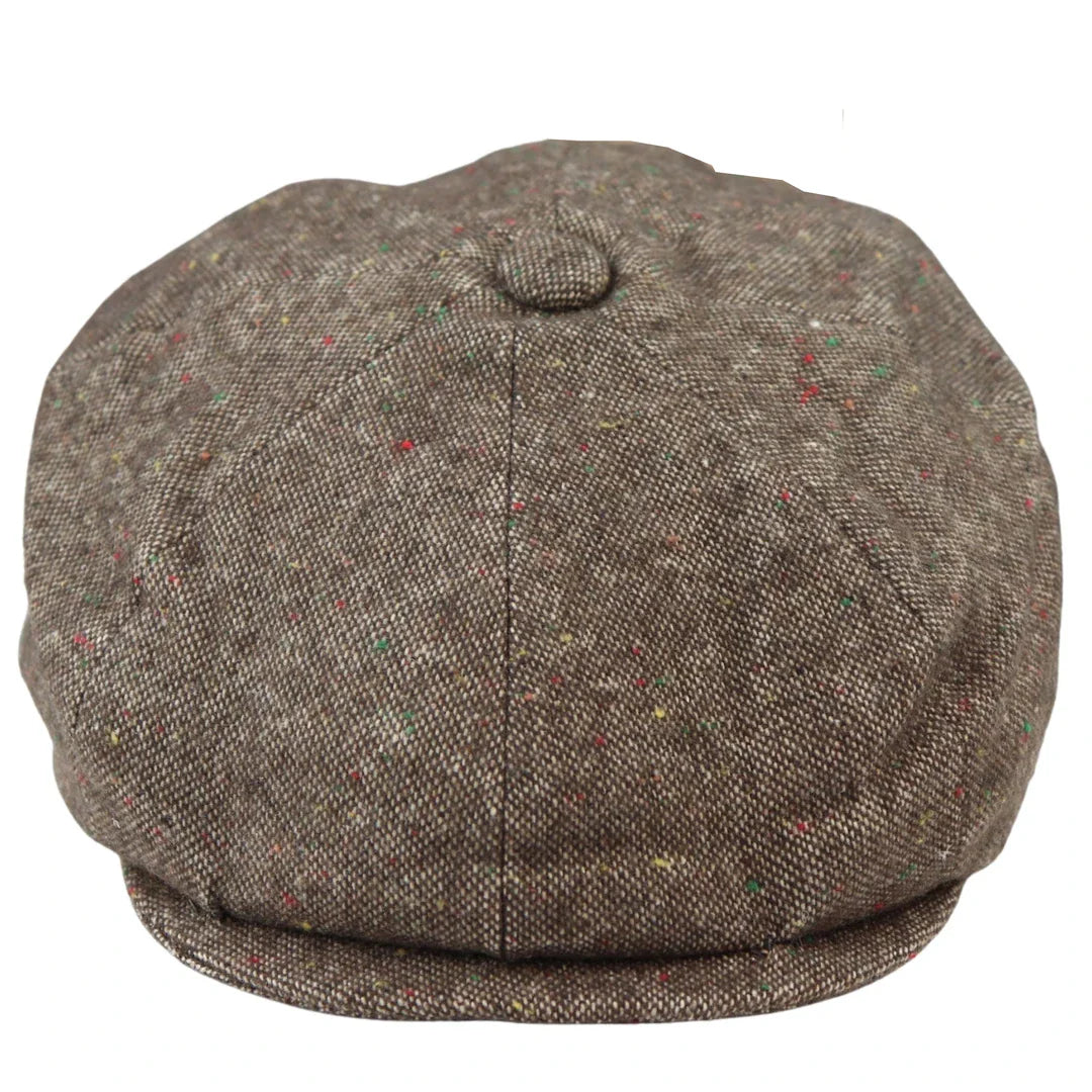 8-panelers Baker Boy-keps Shelbyhatt i ull, tweed, klassisk brun rakhyvel