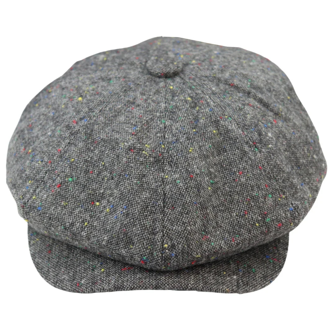 8-panelers Baker Boy-keps Shelbyhatt i ull, tweed, klassisk grå rakhyvel