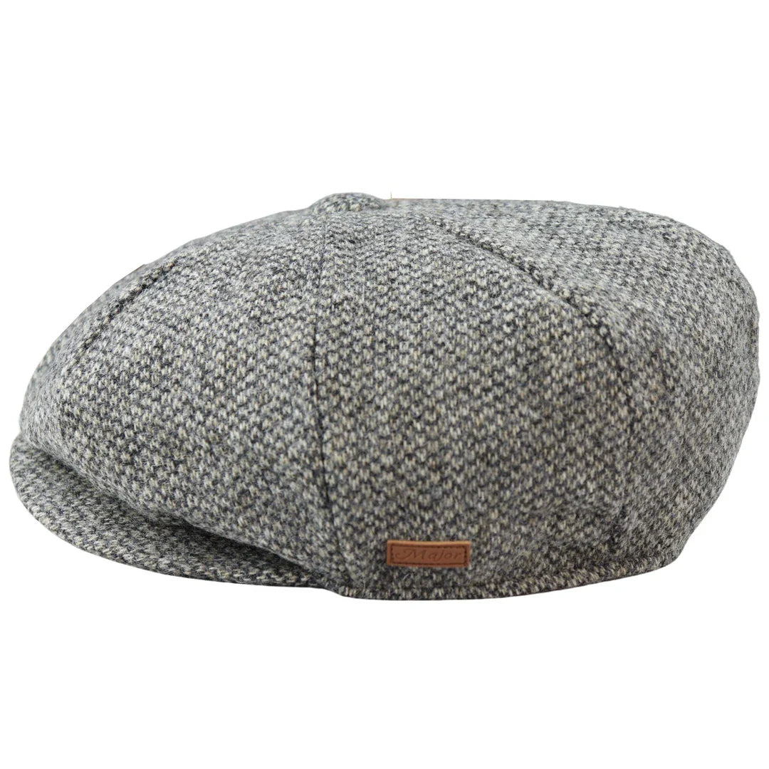 8-panelers Baker Boy-keps Shelbyhatt i ull, tweed, klassisk ljusgrå rakhyvel