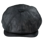 Herr 8-panels Razor Baker Boy-hatt i PU-läder, Blinders Newsboy-keps, svart