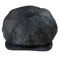 Herr 8-panels Razor Baker Boy-hatt i PU-läder, Blinders Newsboy-keps, svart