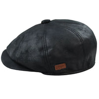Herr 8-panels Razor Baker Boy-hatt i PU-läder, Blinders Newsboy-keps, svart