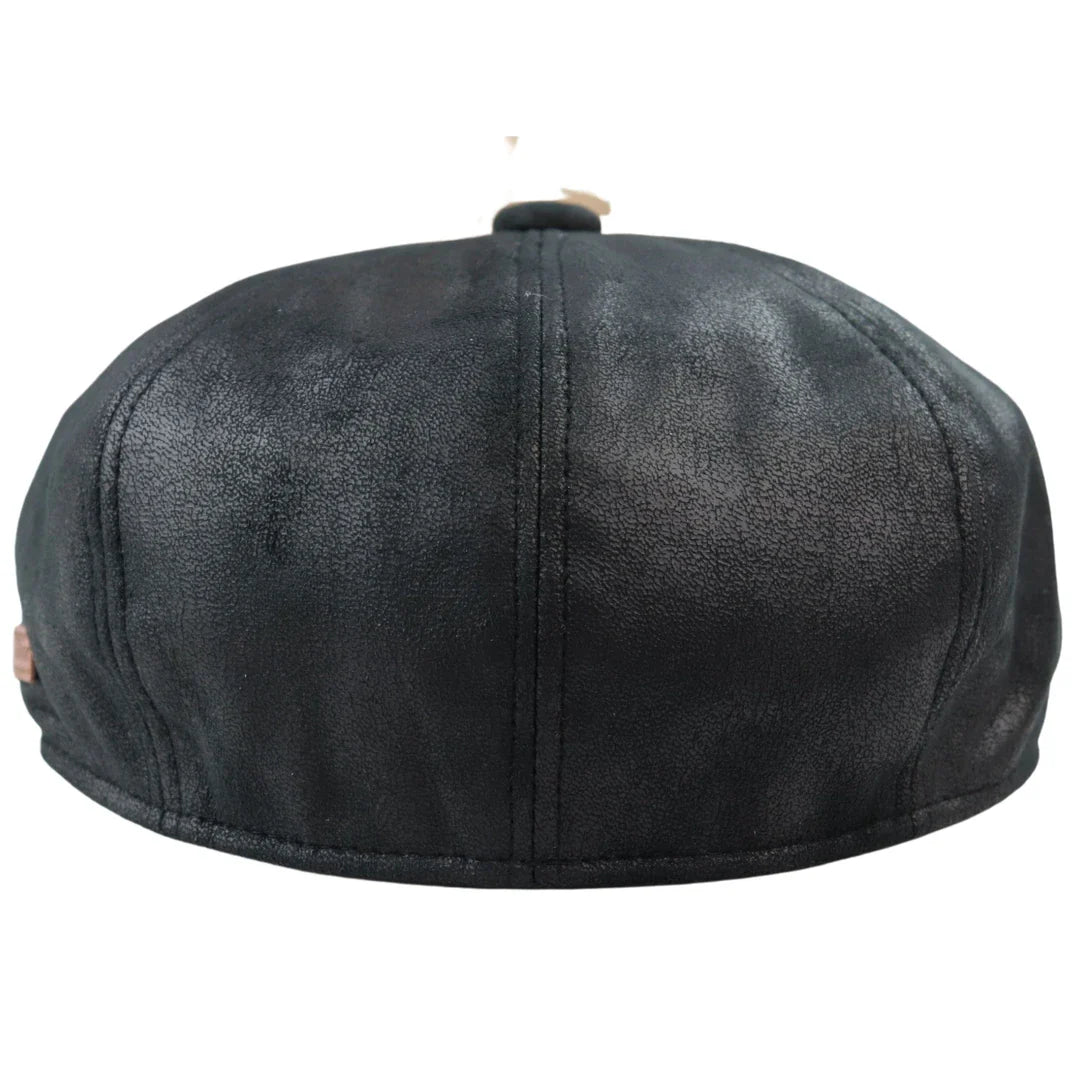 Herr 8-panels Razor Baker Boy-hatt i PU-läder, Blinders Newsboy-keps, svart