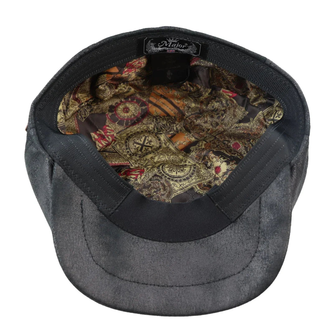 Herr 8-panels Razor Baker Boy-hatt i PU-läder, Blinders Newsboy-keps, svart
