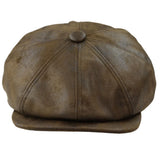 Herr 8-panels Razor Baker Boy-hatt i PU-läder, Blinders Newsboy-keps, brun