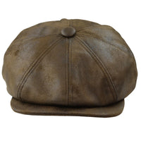 Herr 8-panels Razor Baker Boy-hatt i PU-läder, Blinders Newsboy-keps, brun