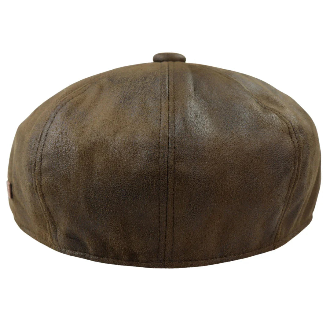 Herr 8-panels Razor Baker Boy-hatt i PU-läder, Blinders Newsboy-keps, brun