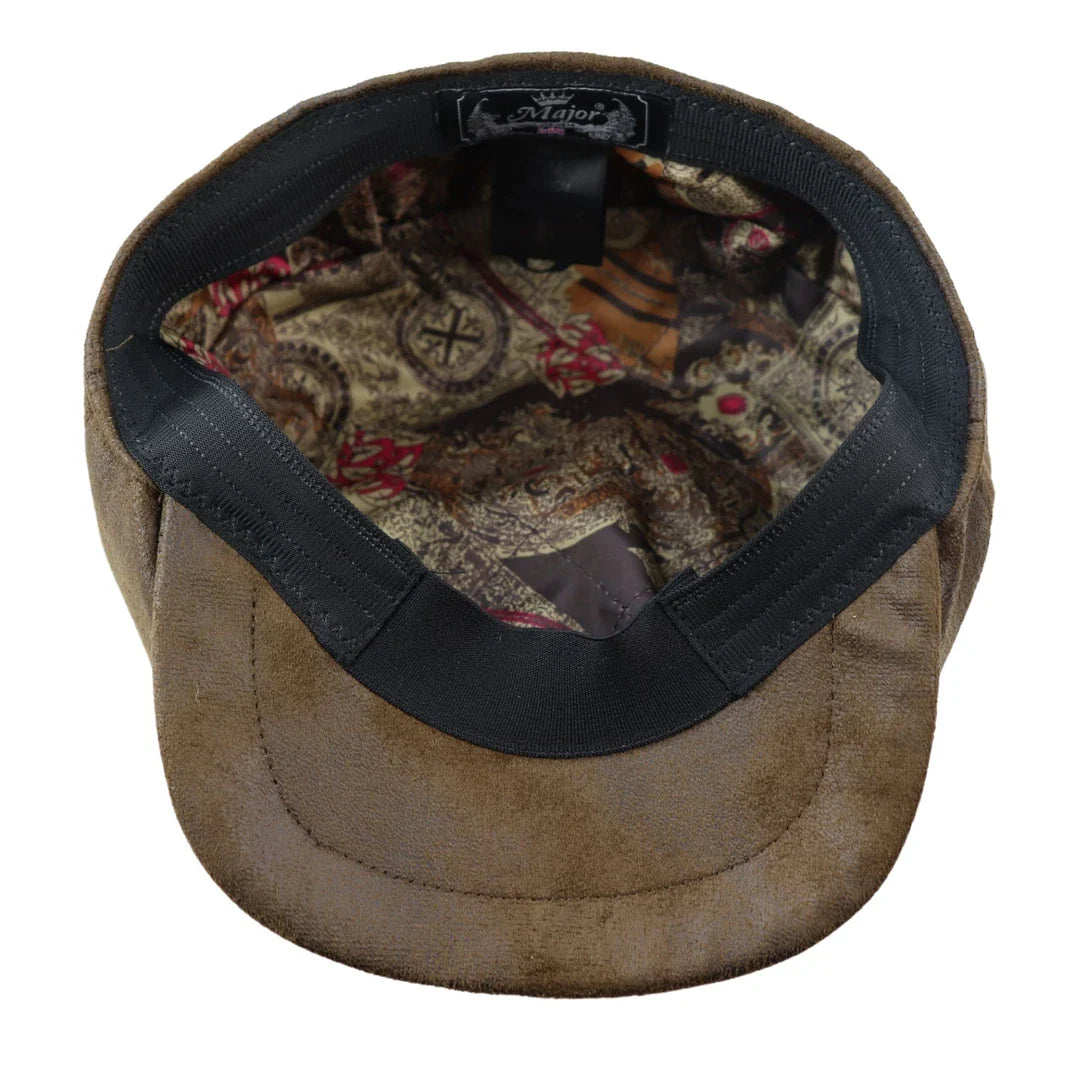 Herr 8-panels Razor Baker Boy-hatt i PU-läder, Blinders Newsboy-keps, brun