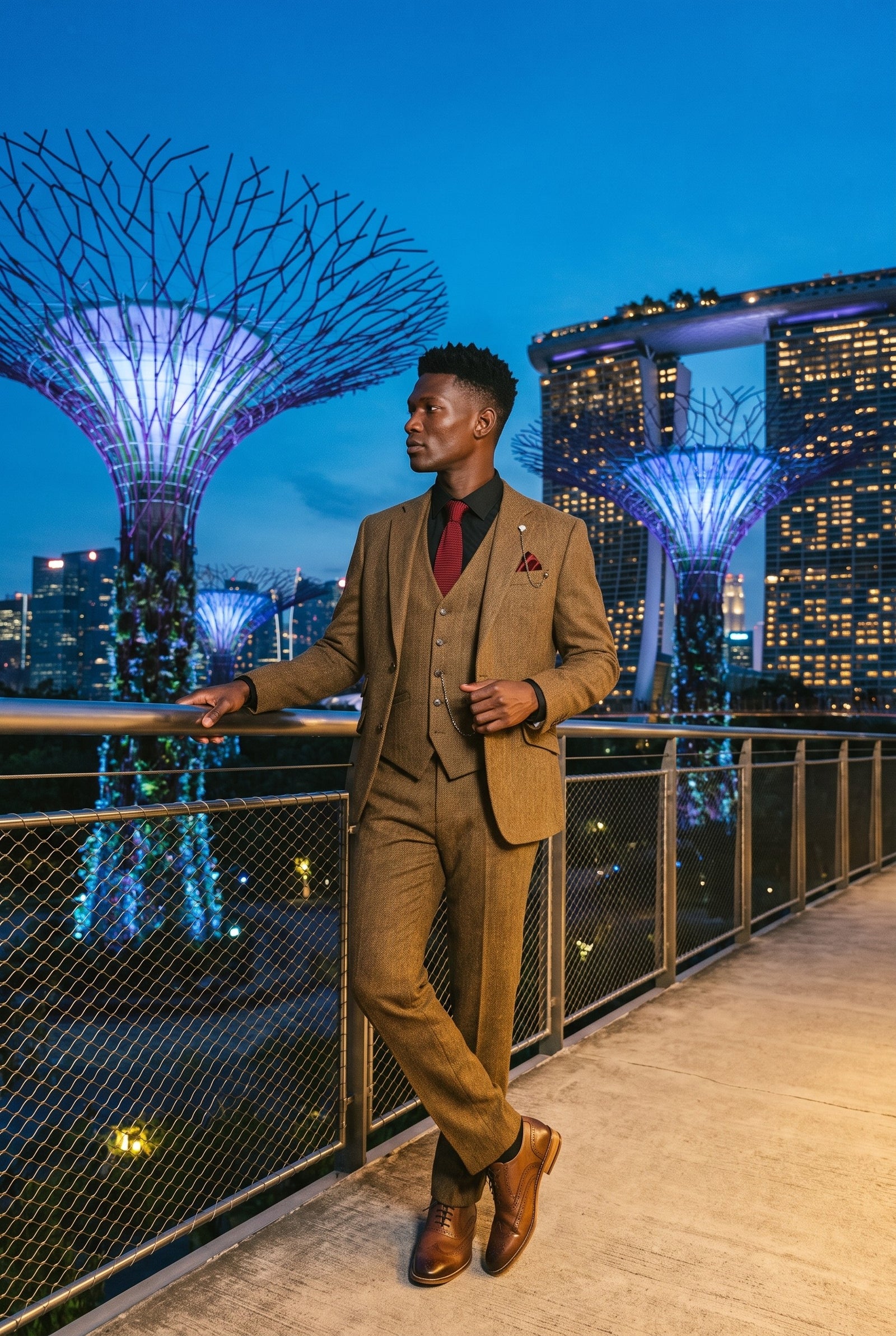 Look #958 styled with Thomas - Herrkostym i brun 3-delad tweed i ullblandning