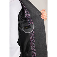 Herrjacka med hakslag och slagkrage i ullblandning i grått