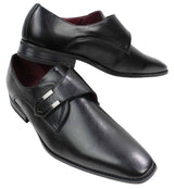 Herr Bruna Svarta Läderskor Italiensk Design Metallspänne Slip On Smarta