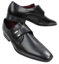 Herr Bruna Svarta Läderskor Italiensk Design Metallspänne Slip On Smarta