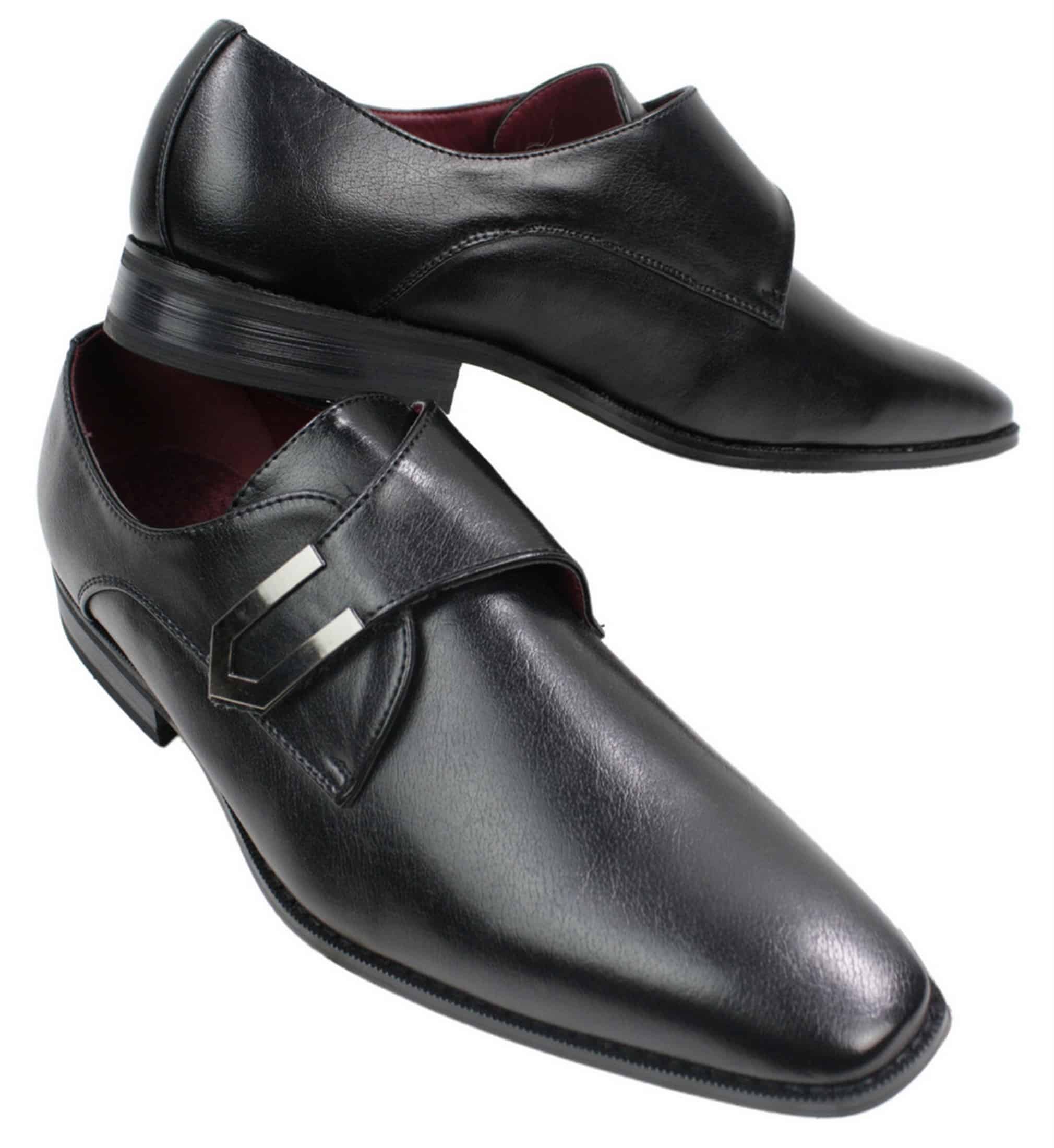Herr Bruna Svarta Läderskor Italiensk Design Metallspänne Slip On Smarta