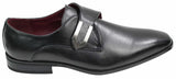 Herr Bruna Svarta Läderskor Italiensk Design Metallspänne Slip On Smarta