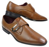 Herr Bruna Svarta Läderskor Italiensk Design Metallspänne Slip On Smarta