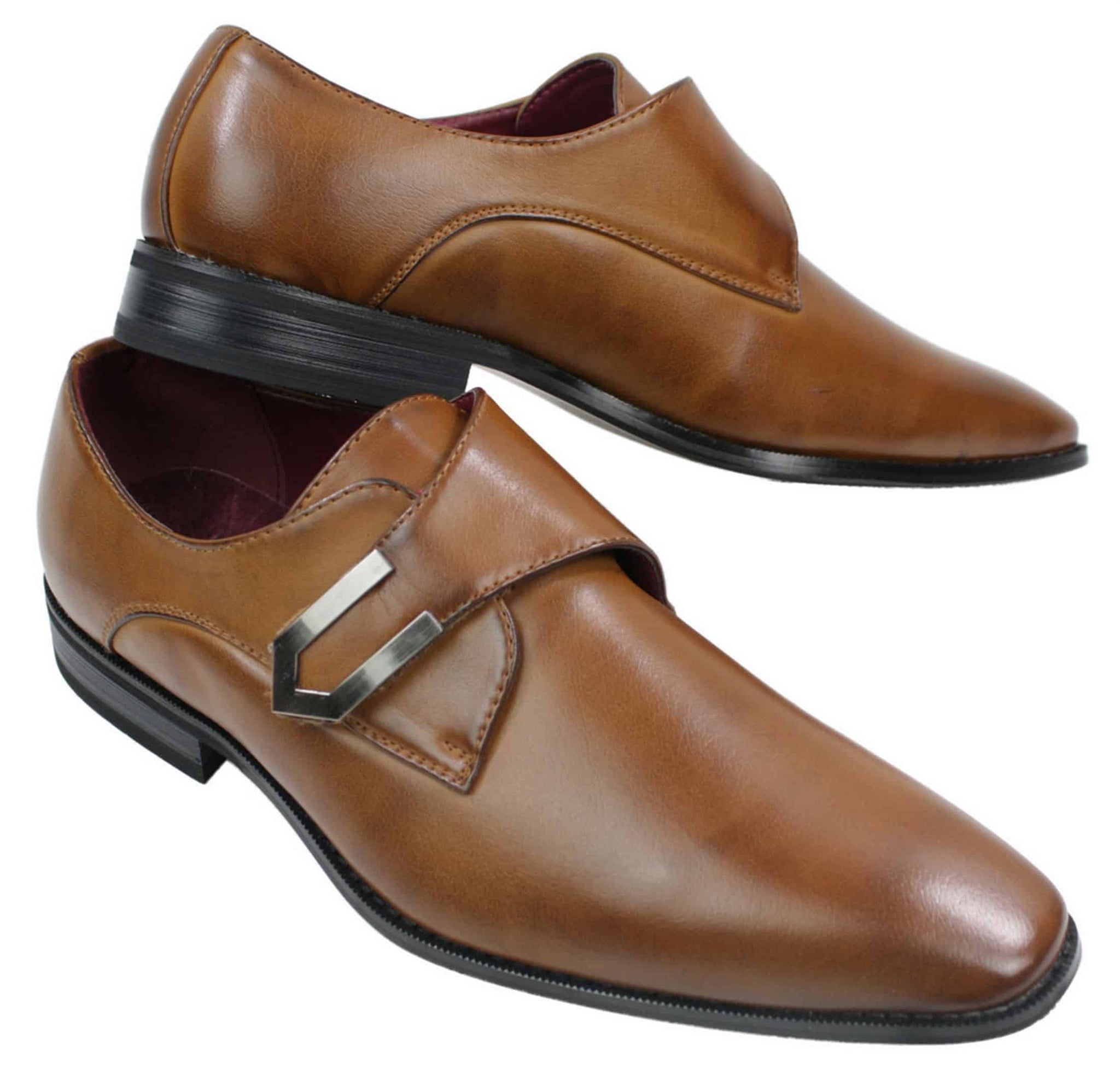 Herr Bruna Svarta Läderskor Italiensk Design Metallspänne Slip On Smarta