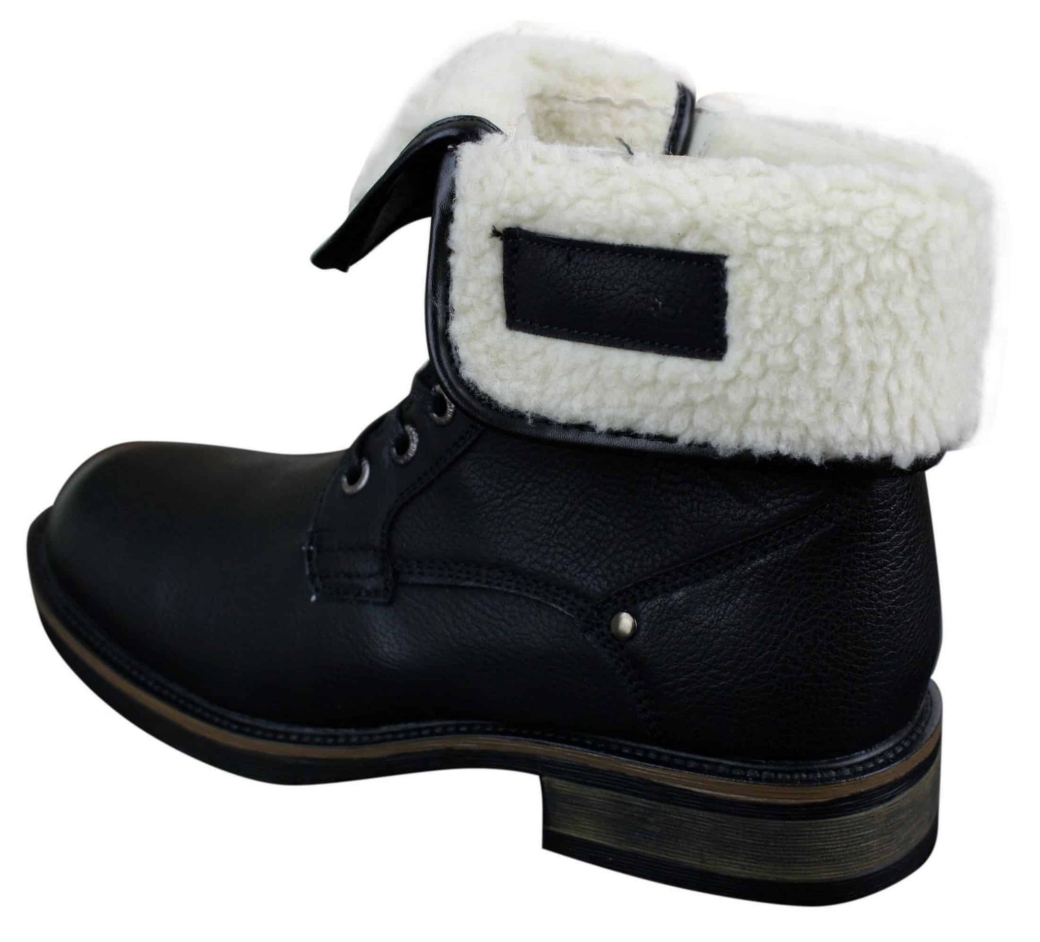 Herr Svarta Bruna Militära Ankelstövlar i Läder, Fleece, Pälsfodrade, Casual Armékängor