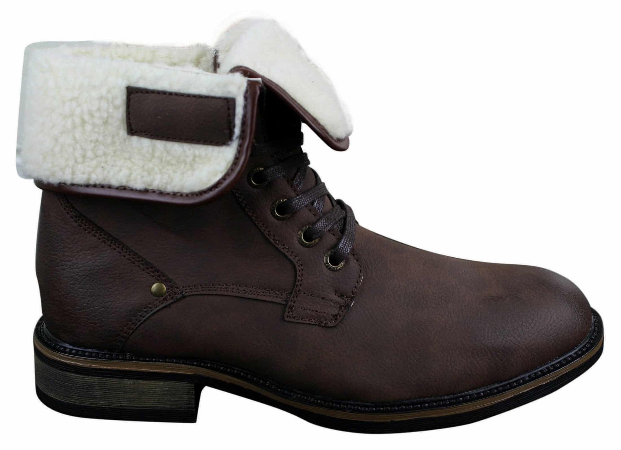 Herr Svarta Bruna Militära Ankelstövlar i Läder, Fleece, Pälsfodrade, Casual Armékängor