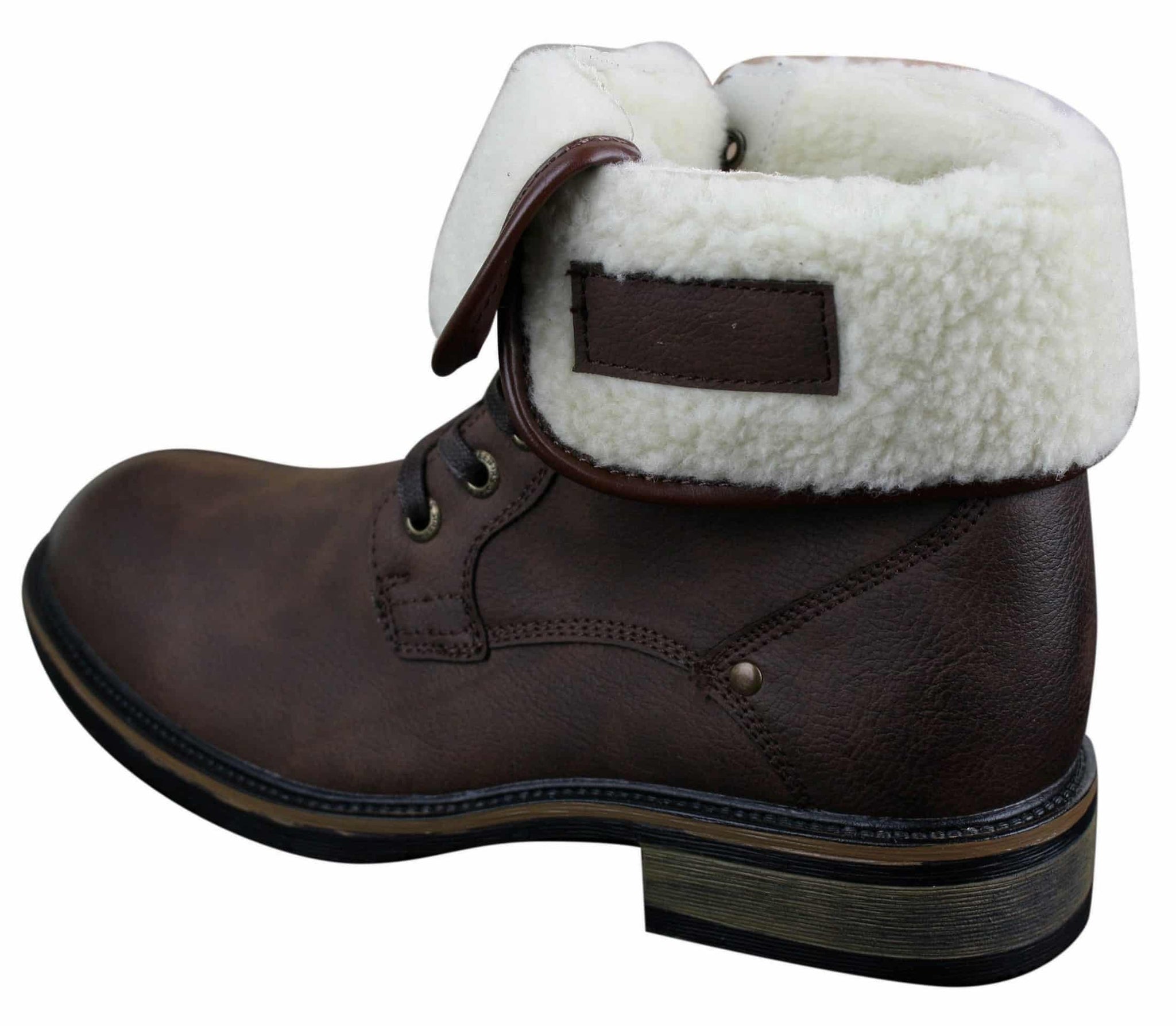 Herr Svarta Bruna Militära Ankelstövlar i Läder, Fleece, Pälsfodrade, Casual Armékängor