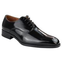 Eleganta formella Oxfordskor i svart med lack och glänsande snörning, klassisk rund tå, klänning
