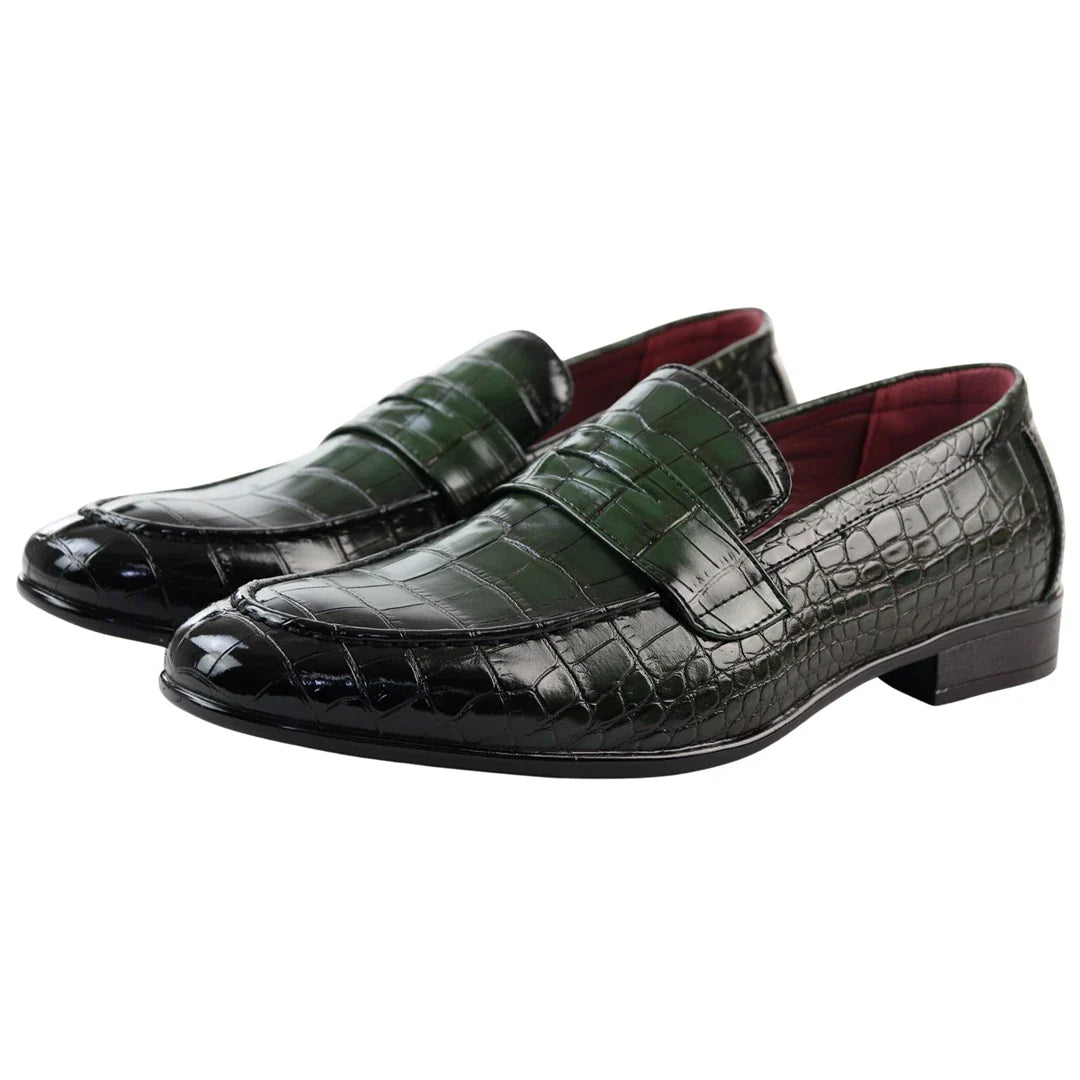Gröna slip-on loafers för män