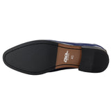 Herrloafers med tofsmönster i lack, blå