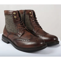 Herrskor med snörning i brunt brogue-material