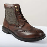 Herrskor med snörning i brunt brogue-material