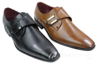 Herr Bruna Svarta Läderskor Italiensk Design Metallspänne Slip On Smarta