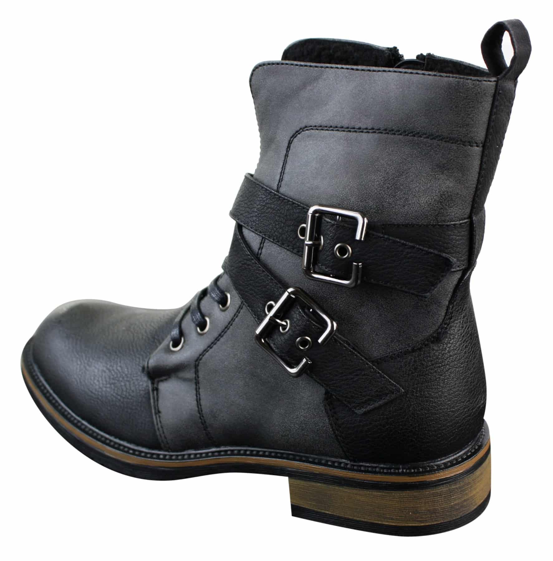 Herr Punk Rock Goth Emo Biker Ankelstövlar Läder Spänne Päls Fleecefodrade