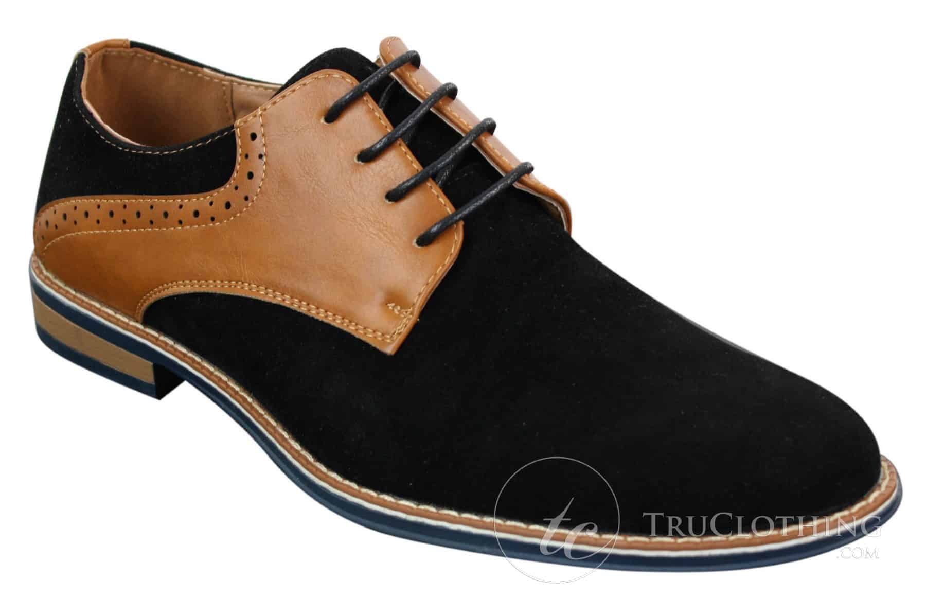 Elong K23 - Herrskor i mocka, läder och snörning, eleganta casualskor, bruna, PU, bekväm passform, rund tå