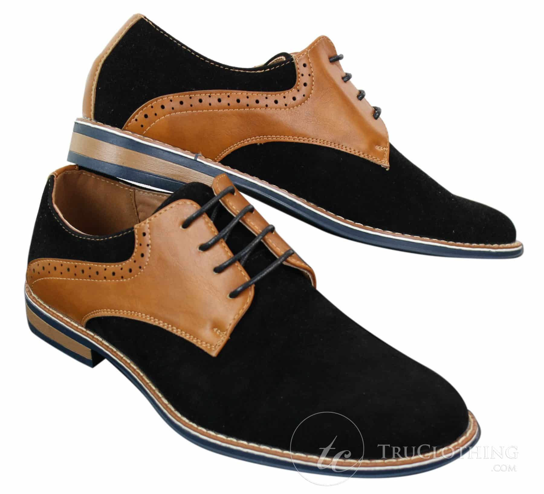 Elong K23 - Herrskor i mocka, läder och snörning, eleganta casualskor, bruna, PU, bekväm passform, rund tå