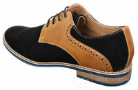 Elong K23 - Herrskor i mocka, läder och snörning, eleganta casualskor, bruna, PU, bekväm passform, rund tå