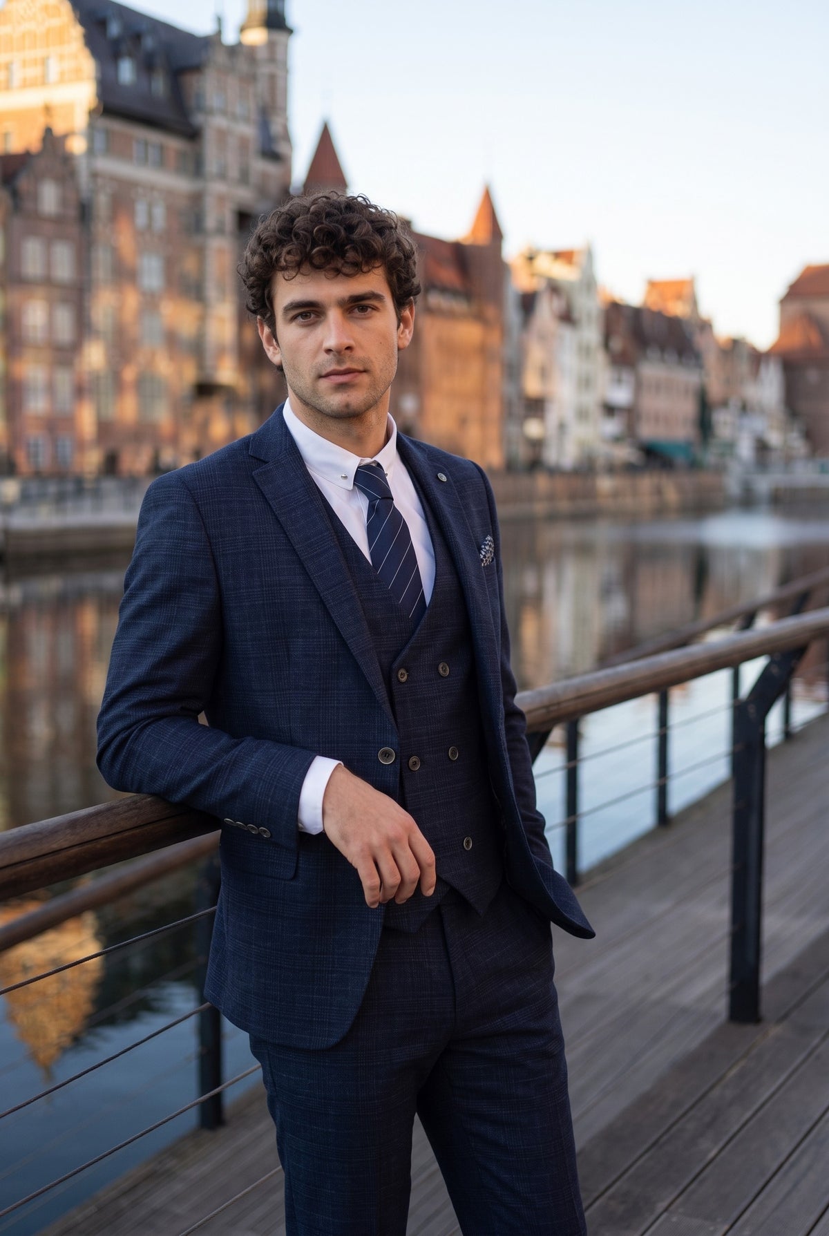 Look #344 styled with Luis - Herrkostym med blå rutig slim fit och 3 delar