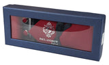 Röd slips i satin, siden, texturerad, presentset, näsduk, manschettknappar, slips i matt satin
