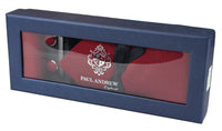 Röd slips i satin, siden, texturerad, presentset, näsduk, manschettknappar, slips i matt satin