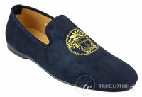 Fiorello HD0112-04 - Herr Svarta Iconic Medusa Slip On Loafers Mockasiner Körskor PU Mocka Italiensk