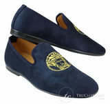 Fiorello HD0112-04 - Herr Svarta Iconic Medusa Slip On Loafers Mockasiner Körskor PU Mocka Italiensk