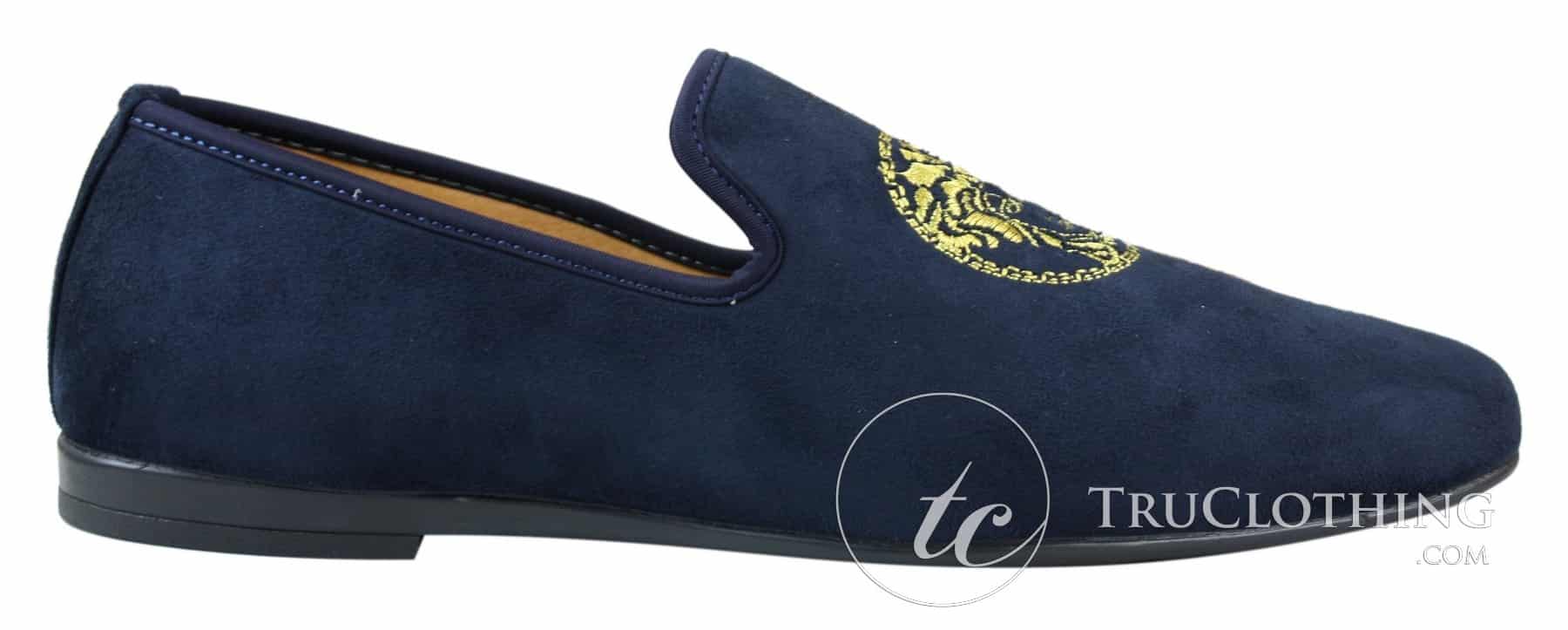 Fiorello HD0112-04 - Herr Svarta Iconic Medusa Slip On Loafers Mockasiner Körskor PU Mocka Italiensk