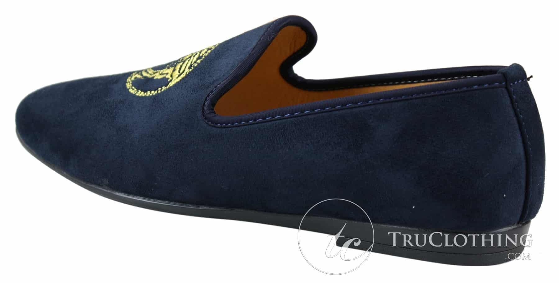 Fiorello HD0112-04 - Herr Svarta Iconic Medusa Slip On Loafers Mockasiner Körskor PU Mocka Italiensk