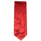 Herrslips med ficka, fyrkantig set, formell blommig slips - Röd